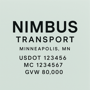 Custom Designed Trucking, Logistics, Truck Door Decal Lettering Sticker Sign Decal with USDOT, MC, GVW, CA, KYU (Set of 2)