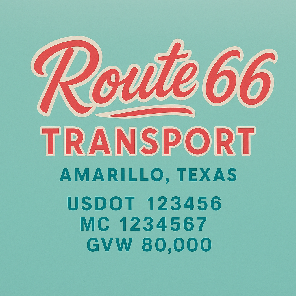 Custom Designed Trucking, Logistics, Truck Door Decal Lettering Sticker Sign Decal with USDOT, MC, GVW, CA, KYU (Set of 2)