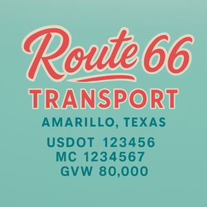 Custom Designed Trucking, Logistics, Truck Door Decal Lettering Sticker Sign Decal with USDOT, MC, GVW, CA, KYU (Set of 2)