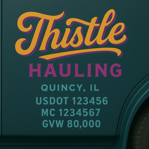 Custom Designed Trucking, Logistics, Truck Door Decal Lettering Sticker Sign (Set of 2)