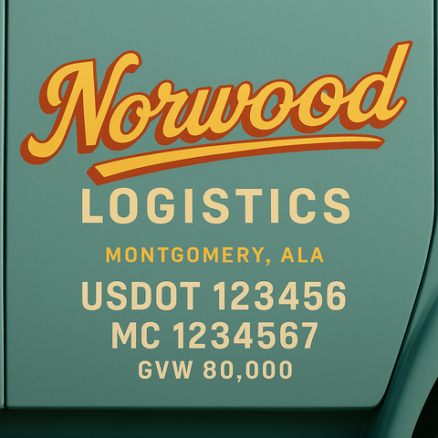 Custom Designed Trucking, Logistics, Truck Door Decal Lettering Sticker Sign (Set of 2)