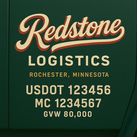 Custom Designed Trucking, Logistics, Truck Door Decal Lettering Sticker Sign (Set of 2)