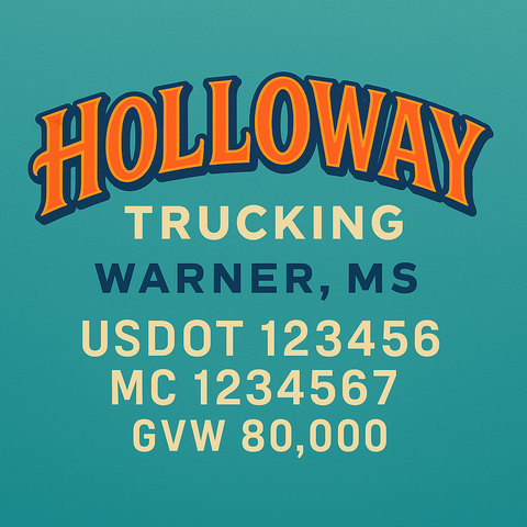 Custom Designed Trucking, Logistics, Truck Door Decal Lettering Sticker Sign (Set of 2)