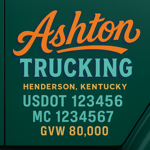 Custom Designed Trucking, Logistics, Truck Door Decal Lettering Sticker Sign (Set of 2)