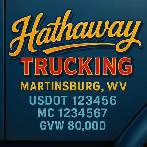 Custom Designed Trucking, Logistics, Truck Door Decal Lettering Sticker Sign (Set of 2)