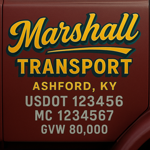 Custom Designed Trucking, Logistics, Truck Door Decal Lettering Sticker Sign (Set of 2)
