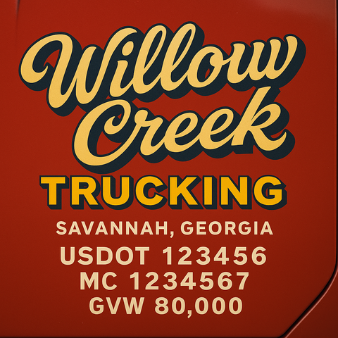 Custom Designed Trucking, Logistics, Truck Door Decal Lettering Sticker Sign (Set of 2)