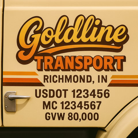 Custom Designed Trucking, Logistics, Truck Door Decal Lettering Sticker Sign Decal with USDOT, MC, GVW, CA, KYU (Set of 2)