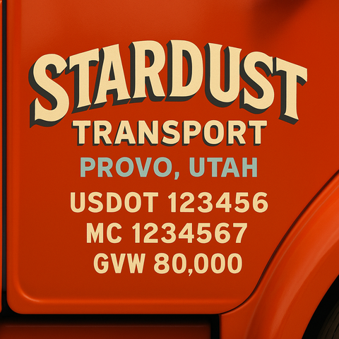 Custom Designed Trucking, Logistics, Truck Door Decal Lettering Sticker Sign Decal with USDOT, MC, GVW, CA, KYU (Set of 2)