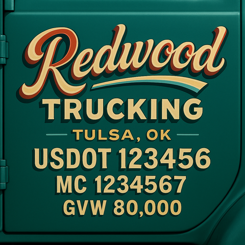 Custom Designed Trucking, Logistics, Truck Door Decal Lettering Sticker Sign Decal with USDOT, MC, GVW, CA, KYU (Set of 2)