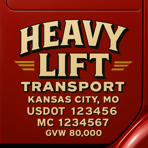 Custom Designed Trucking, Logistics, Truck Door Decal Lettering Sticker Sign Decal with USDOT, MC, GVW, CA, KYU (Set of 2)