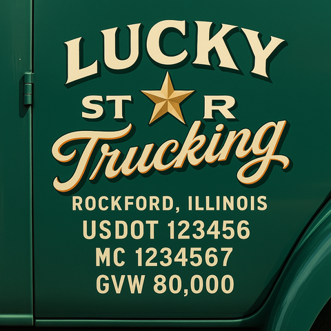 Custom Designed Trucking, Logistics, Truck Door Decal Lettering Sticker Sign Decal with USDOT, MC, GVW, CA, KYU (Set of 2)