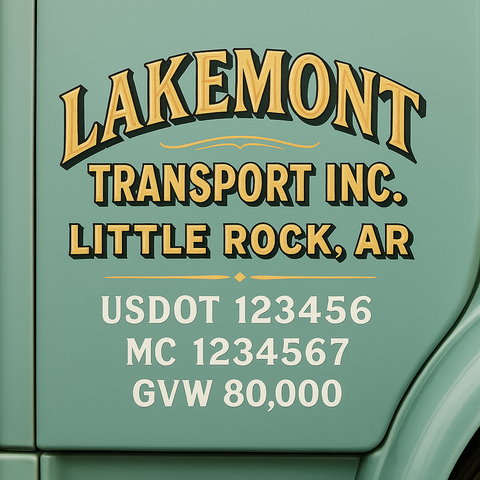 Custom Designed Trucking, Logistics, Truck Door Decal Lettering Sticker Sign Decal with USDOT, MC, GVW, CA, KYU (Set of 2)