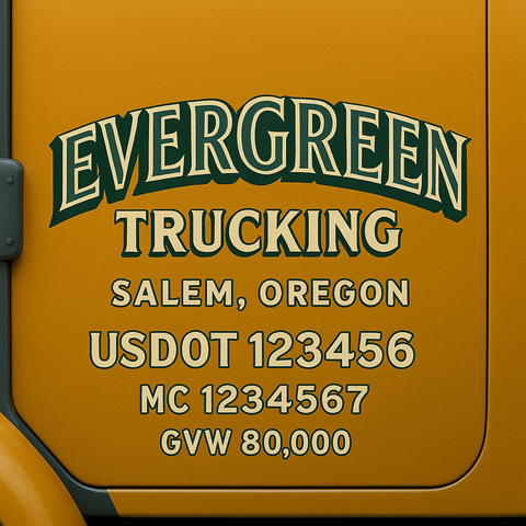 Custom Designed Trucking, Logistics, Truck Door Decal Lettering Sticker Sign Decal with USDOT, MC, GVW, CA, KYU (Set of 2)