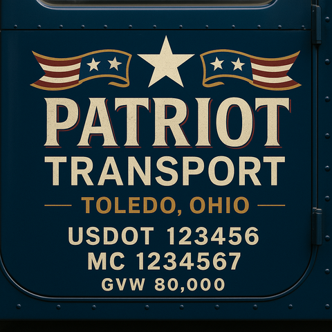Custom Designed Trucking, Logistics, Truck Door Decal Lettering Sticker Sign Decal with USDOT, MC, GVW, CA, KYU (Set of 2)