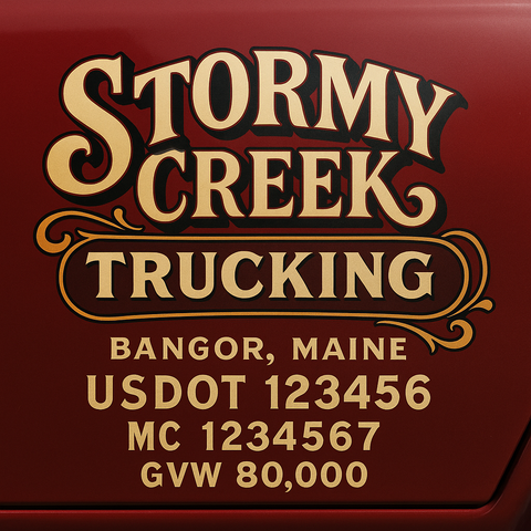 Custom Designed Trucking, Logistics, Truck Door Decal Lettering Sticker Sign Decal with USDOT, MC, GVW, CA, KYU (Set of 2)