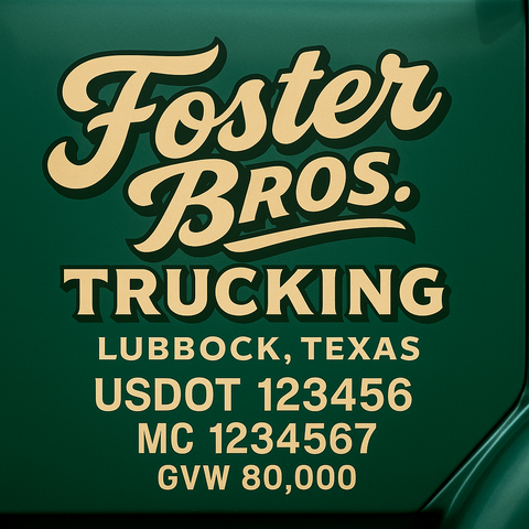 Custom Designed Trucking, Logistics, Truck Door Decal Lettering Sticker Sign Decal with USDOT, MC, GVW, CA, KYU (Set of 2)