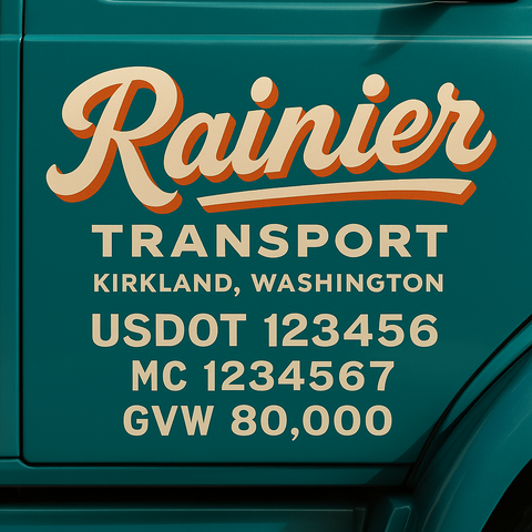 Custom Designed Trucking, Logistics, Truck Door Decal Lettering Sticker Sign Decal with USDOT, MC, GVW, CA, KYU (Set of 2)