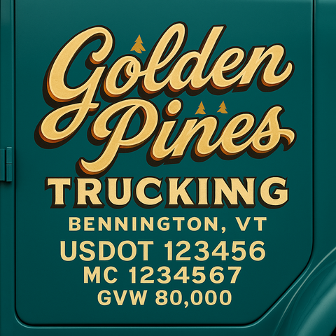 Custom Designed Trucking, Logistics, Truck Door Decal Lettering Sticker Sign Decal with USDOT, MC, GVW, CA, KYU (Set of 2)
