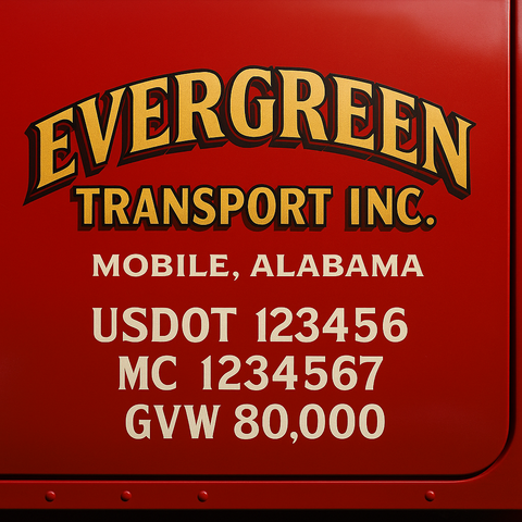 Custom Designed Trucking, Logistics, Truck Door Decal Lettering Sticker Sign Decal with USDOT, MC, GVW, CA, KYU (Set of 2)
