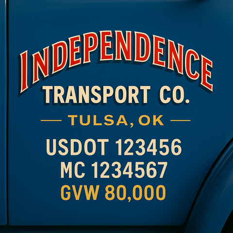 Custom Designed Trucking, Logistics, Truck Door Decal Lettering Sticker Sign Decal with USDOT, MC, GVW, CA, KYU (Set of 2)