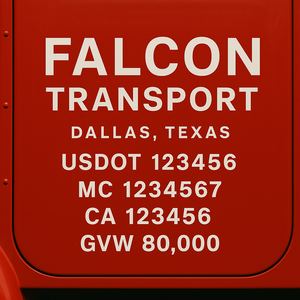 Custom Designed Trucking, Logistics, Truck Door Decal Lettering Sticker Sign Decal with USDOT, MC, GVW, CA, KYU (Set of 2)