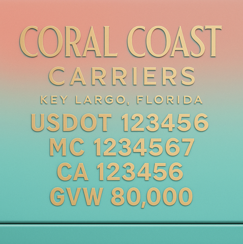 Custom Designed Trucking, Logistics, Truck Door Decal Lettering Sticker Sign Decal with USDOT, MC, GVW, CA, KYU (Set of 2)