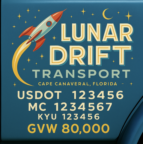 Custom Designed Trucking, Logistics, Truck Door Decal Lettering Sticker Sign Decal with USDOT, MC, GVW, CA, KYU (Set of 2)