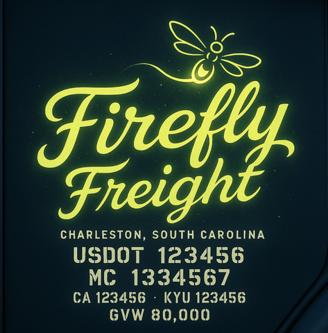 Custom Designed Trucking, Logistics, Truck Door Decal Lettering Sticker Sign Decal with USDOT, MC, GVW, CA, KYU (Set of 2)