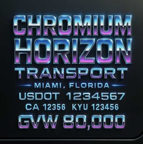 Custom Designed Trucking, Logistics, Truck Door Decal Lettering Sticker Sign Decal with USDOT, MC, GVW, CA, KYU (Set of 2)