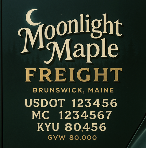 Custom Designed Trucking, Logistics, Truck Door Decal Lettering Sticker Sign Decal with USDOT, MC, GVW, CA, KYU (Set of 2)