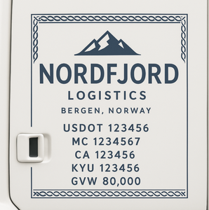 Custom Designed Trucking, Logistics, Truck Door Decal Lettering Sticker Sign Decal with USDOT, MC, GVW, CA, KYU (Set of 2)