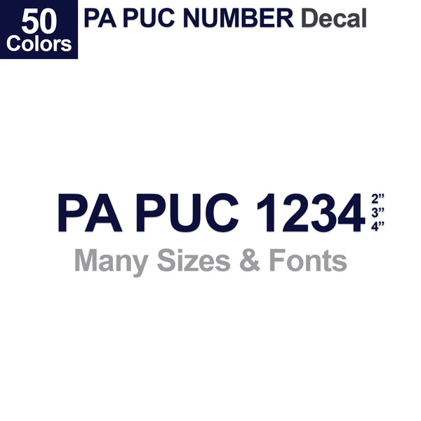 PA PUC Number Truck Decal (2 Pack)