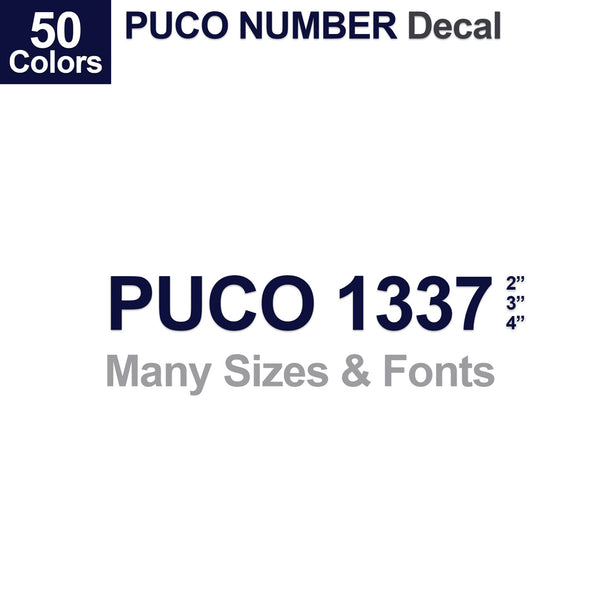 PUCO Number Truck Decal (2 Pack)