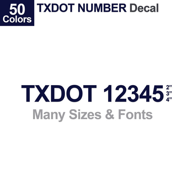 TXDOT Number Truck Decal (2 Pack)