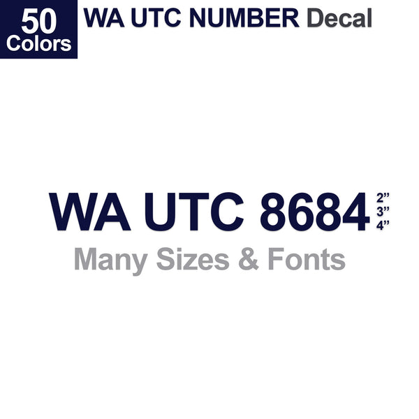 WA UTC Number Truck Decal (2 Pack)