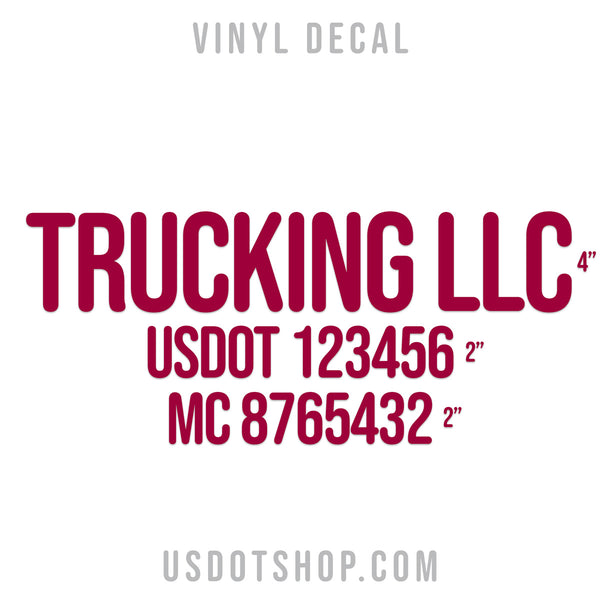 Company Name Three Line Truck Decal, USDOT (2 Pack)