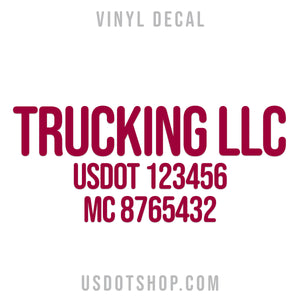 business name decal with usdot & mc numbers