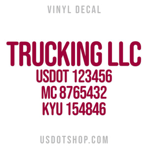 four line company name decal for trucks