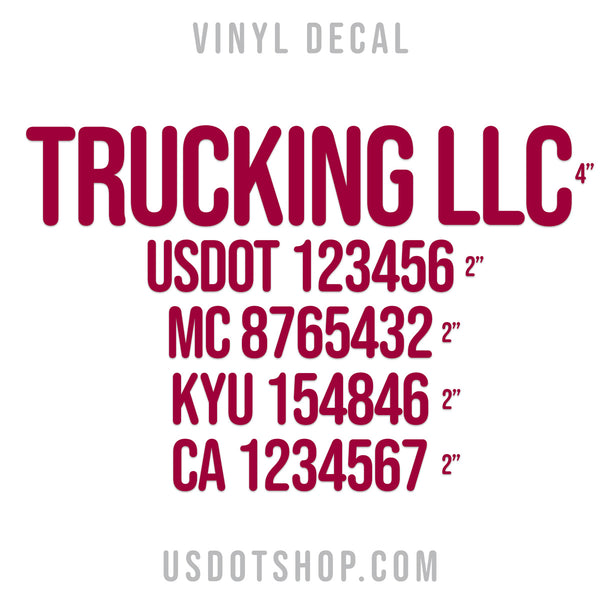 Company Name Five Line Truck Decal, USDOT (2 Pack)