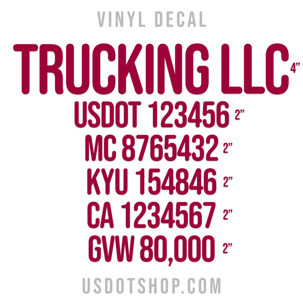 Company Name Six Line Truck Decal (2 Pack)