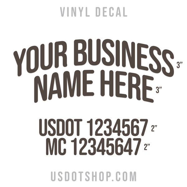 Arched Company Name Four Line Truck Decal, USDOT (2 Pack)