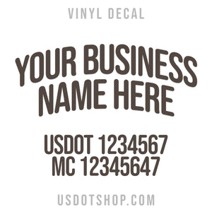 company name decal with usdot, mc numbers