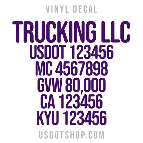 Company Name Decal with Regulation Business Lines