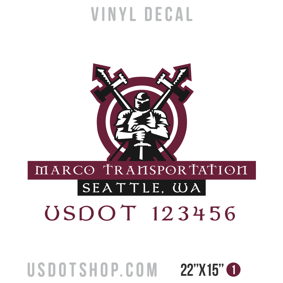 Truck Door Decal, Company Name, Location, USDOT