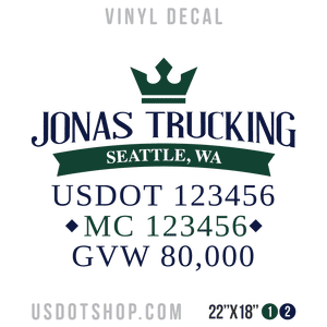 Truck Door Decal, Company Name, Location, USDOT, MC, GVW