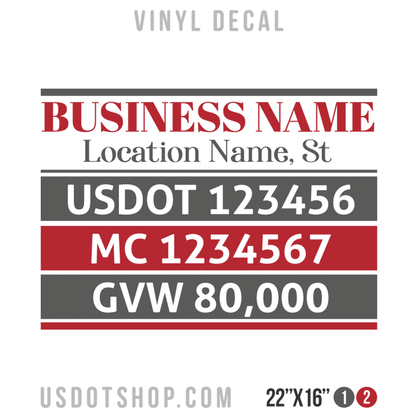 Truck Door Decal, Company Name, Location, USDOT, MC, GVW