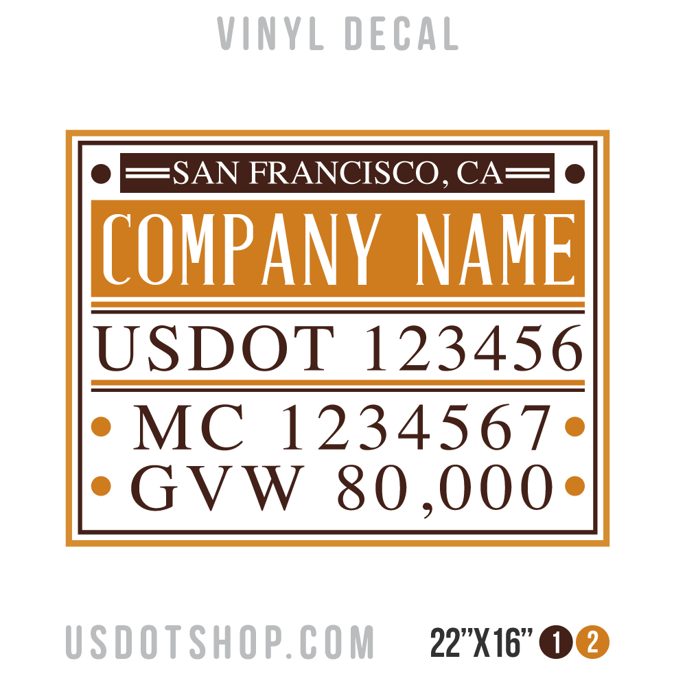 Truck Door Decal, Company Name, Location, USDOT, MC, GVW