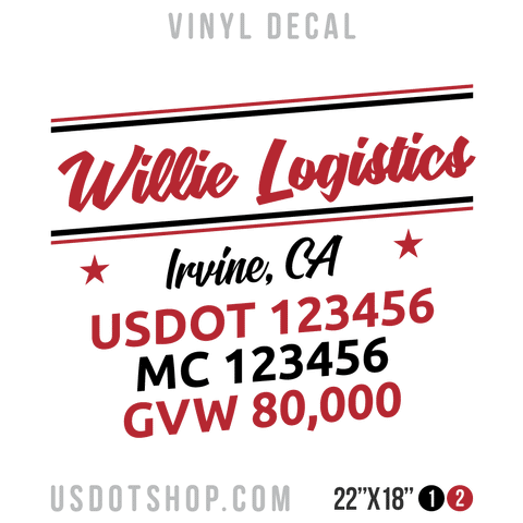 Truck Door Decal, Company Name, Location, USDOT, MC, GVW