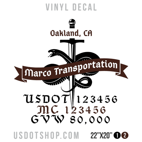 Truck Door Decal, Company Name, Location, USDOT, MC, GVW